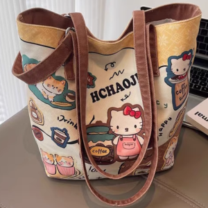 The "Hello Cutie" Canvas Bucket Tote – Spacious & Sweet (2025 Edition)